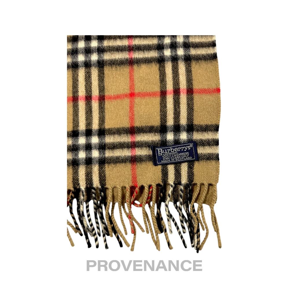🔴 Vintage Burberrys Scarf Nova Check 100% Cashmere Camel - Picture 5 of 6